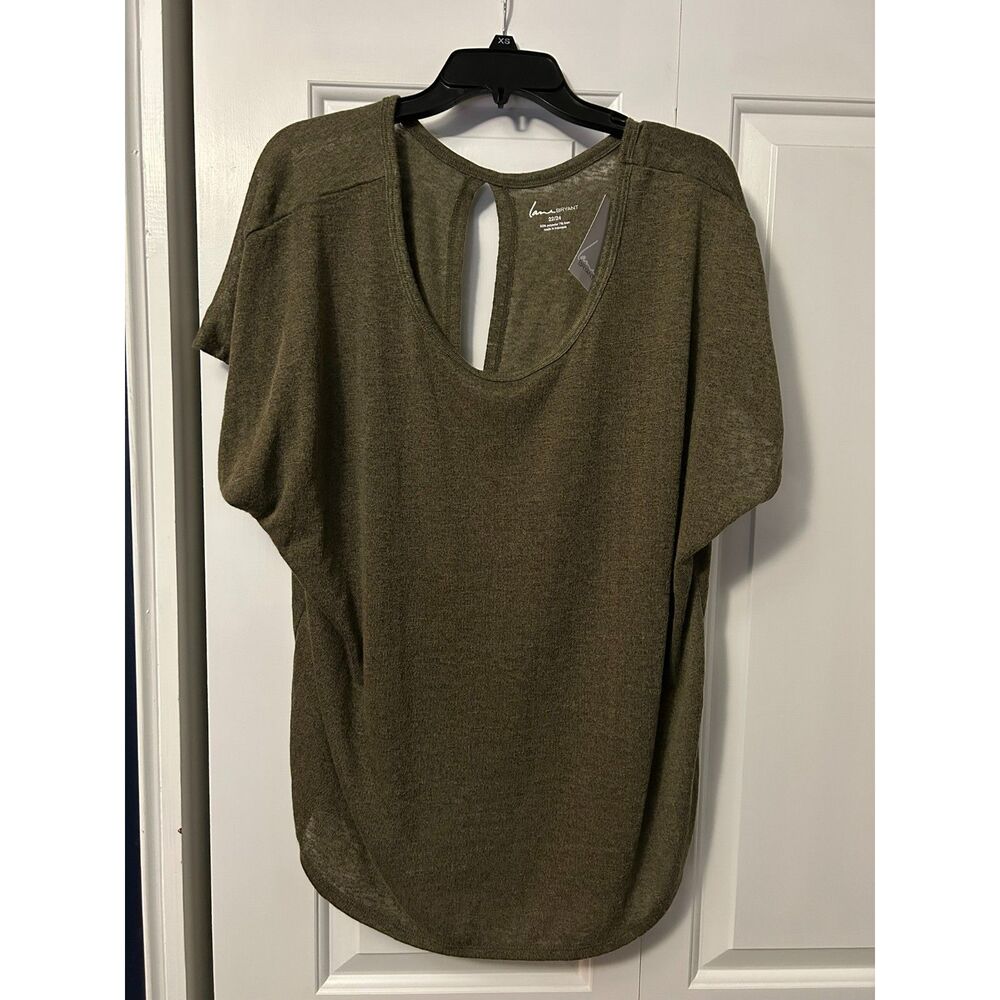 Lane Bryant Olive Green Short Sleeve Scoop Neck Top Size 22/24 NWT